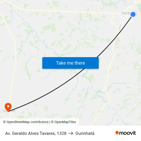 Av. Geraldo Alves Tavares, 1328 to Gurinhatã map