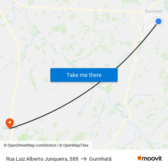 Rua Luiz Alberto Junqueira, 388 to Gurinhatã map