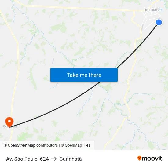 Av. São Paulo, 624 to Gurinhatã map