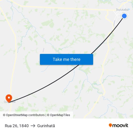 Rua 26, 1840 to Gurinhatã map