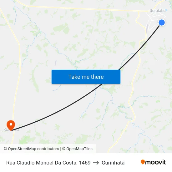 Rua Cláudio Manoel Da Costa, 1469 to Gurinhatã map