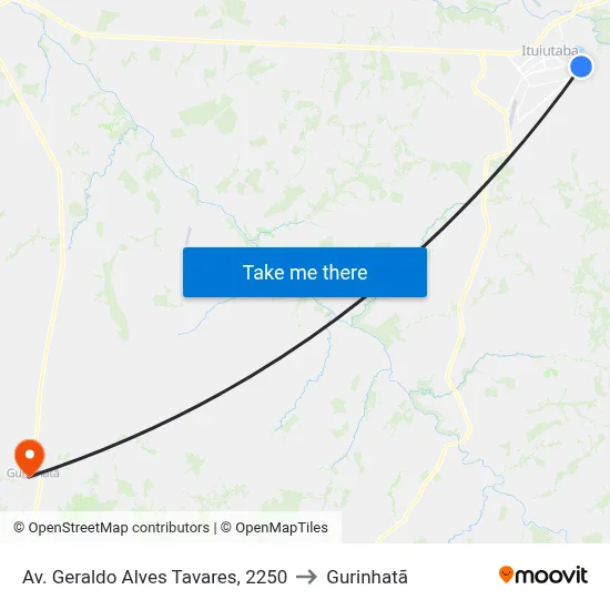 Av. Geraldo Alves Tavares, 2250 to Gurinhatã map