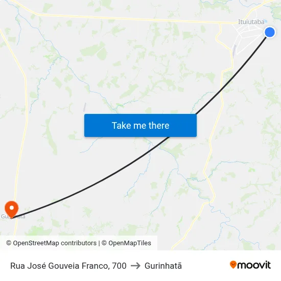 Rua José Gouveia Franco, 700 to Gurinhatã map