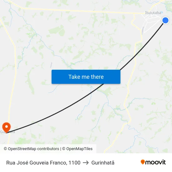 Rua José Gouveia Franco, 1100 to Gurinhatã map