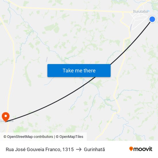 Rua José Gouveia Franco, 1315 to Gurinhatã map