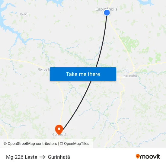 Mg-226 Leste to Gurinhatã map
