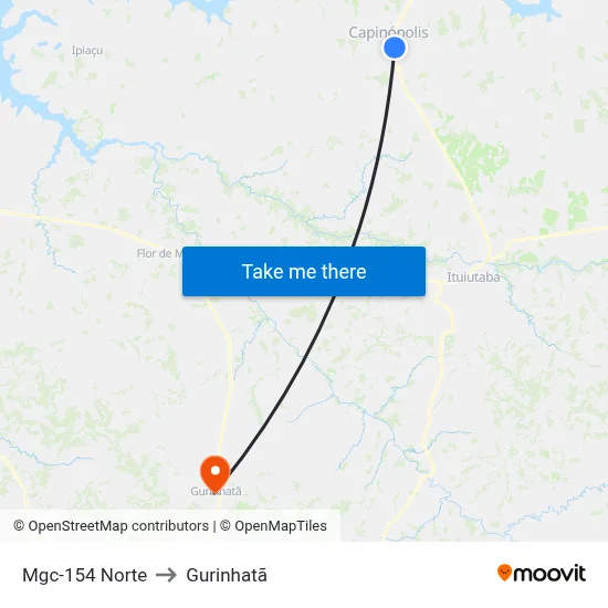 Mgc-154 Norte to Gurinhatã map