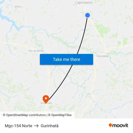 Mgc-154 Norte to Gurinhatã map