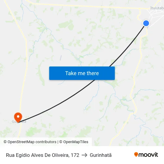 Rua Egídio Alves De Oliveira, 172 to Gurinhatã map