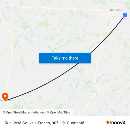 Rua José Gouveia Franco, 905 to Gurinhatã map