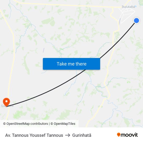 Av. Tannous Youssef Tannous to Gurinhatã map