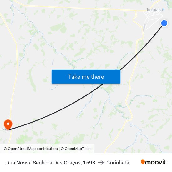 Rua Nossa Senhora Das Graças, 1598 to Gurinhatã map