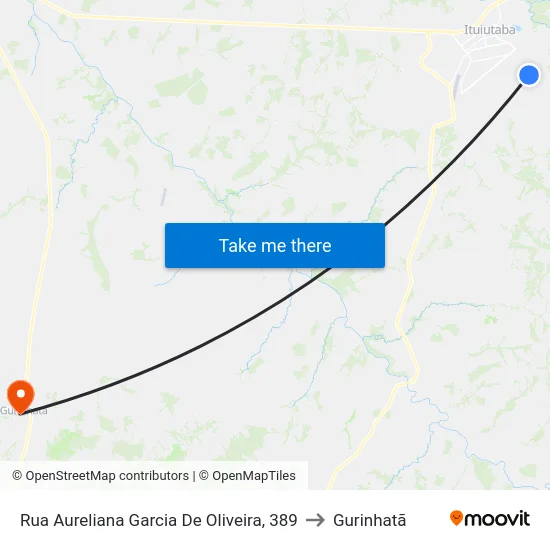 Rua Aureliana Garcia De Oliveira, 389 to Gurinhatã map