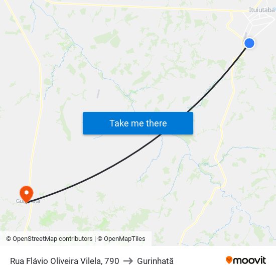 Rua Flávio Oliveira Vilela, 790 to Gurinhatã map