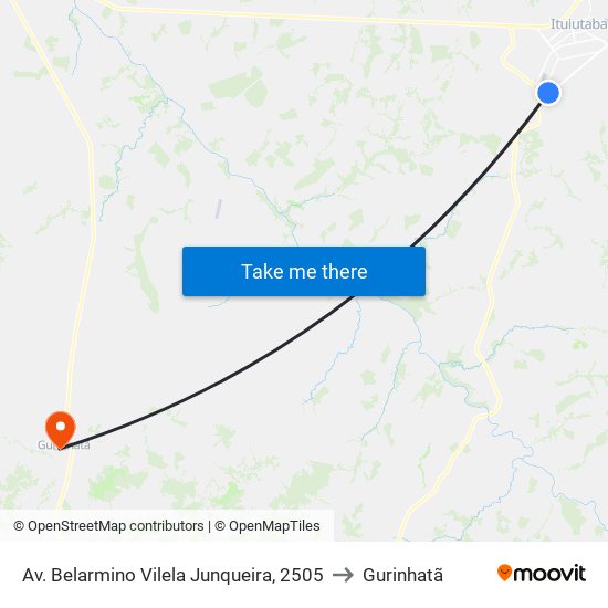 Av. Belarmino Vilela Junqueira, 2505 to Gurinhatã map