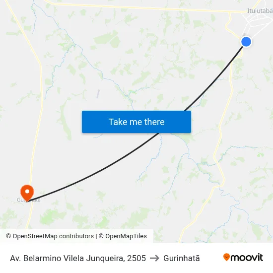 Av. Belarmino Vilela Junqueira, 2505 to Gurinhatã map