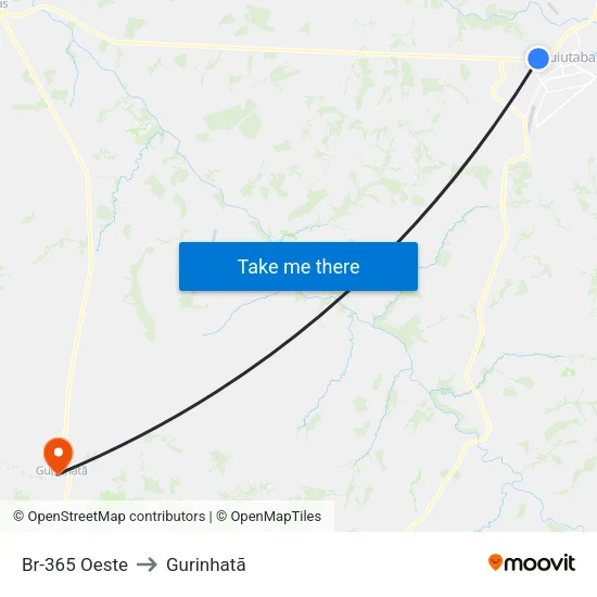Br-365 Oeste to Gurinhatã map