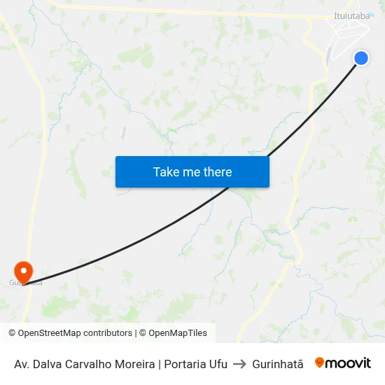 Av. Dalva Carvalho Moreira | Portaria Ufu to Gurinhatã map
