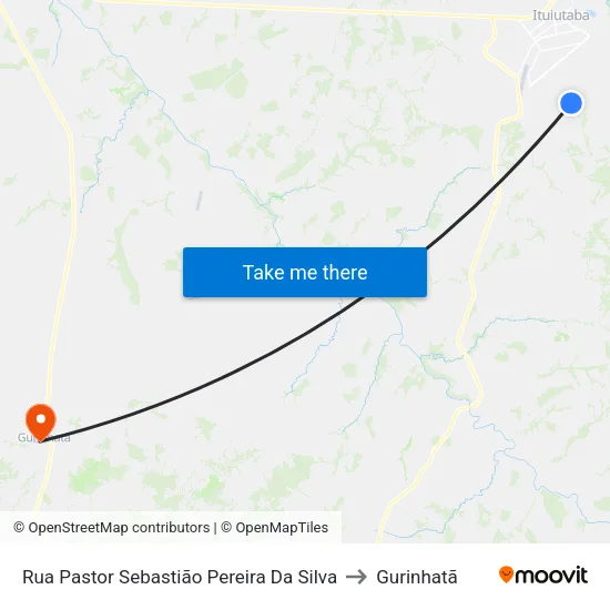 Rua Pastor Sebastião Pereira Da Silva to Gurinhatã map