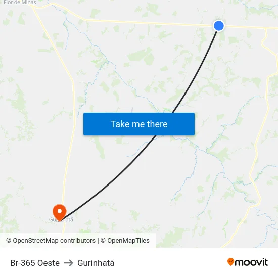 Br-365 Oeste to Gurinhatã map