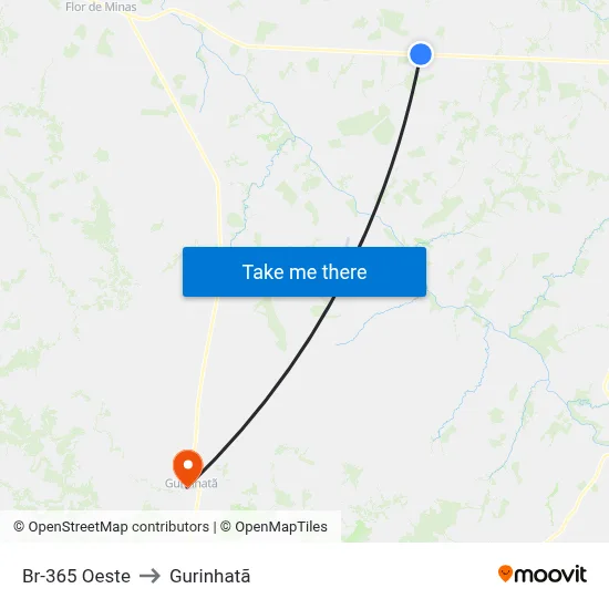 Br-365 Oeste to Gurinhatã map