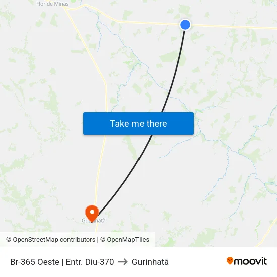 Br-365 Oeste | Entr. Diu-370 to Gurinhatã map