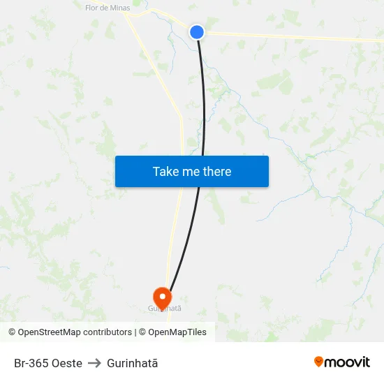 Br-365 Oeste to Gurinhatã map