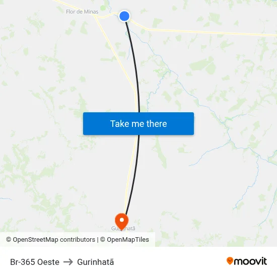 Br-365 Oeste to Gurinhatã map