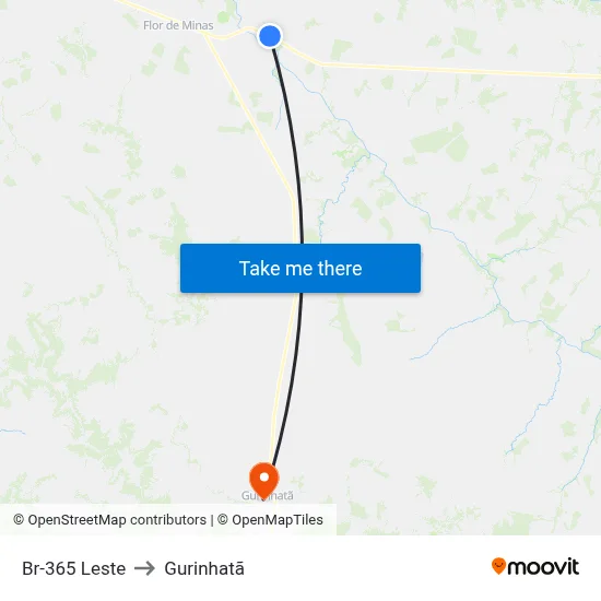 Br-365 Leste to Gurinhatã map