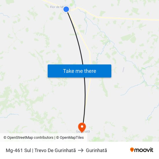 Mg-461 Sul | Trevo De Gurinhatã to Gurinhatã map