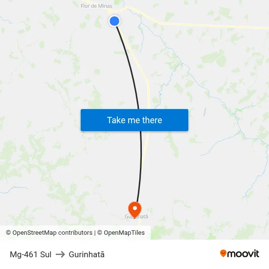 Mg-461 Sul to Gurinhatã map
