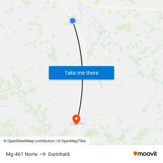 Mg-461 Norte to Gurinhatã map
