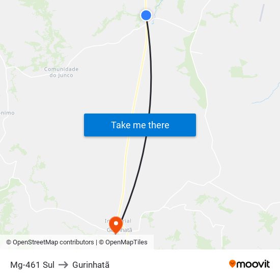 Mg-461 Sul to Gurinhatã map