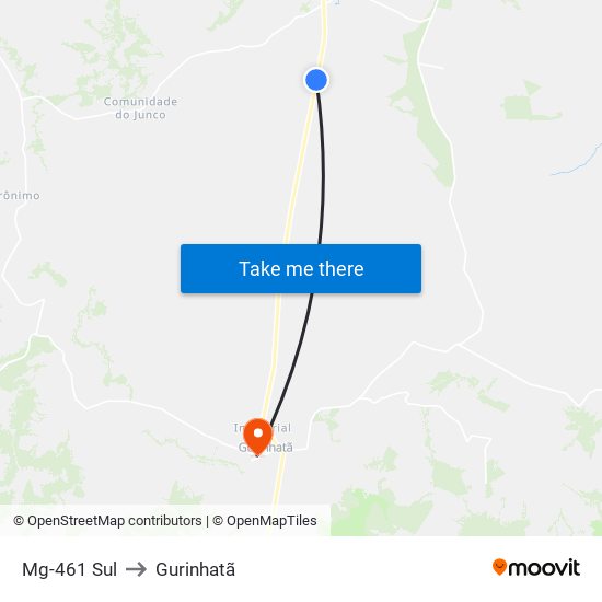 Mg-461 Sul to Gurinhatã map