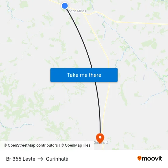 Br-365 Leste to Gurinhatã map