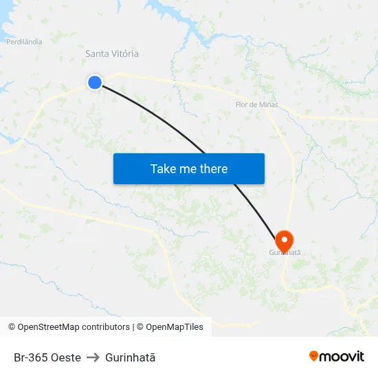 Br-365 Oeste to Gurinhatã map