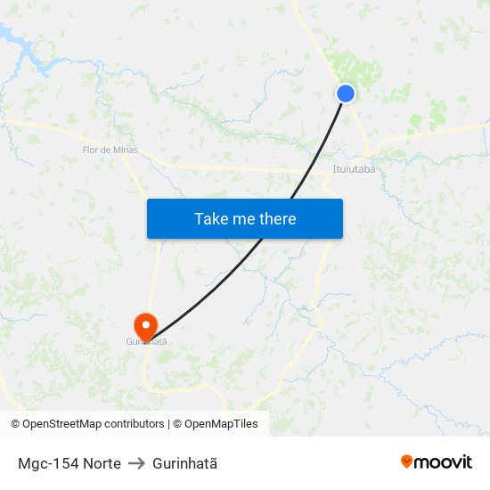 Mgc-154 Norte to Gurinhatã map