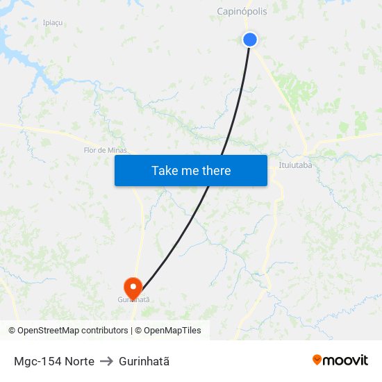 Mgc-154 Norte to Gurinhatã map