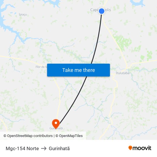Mgc-154 Norte to Gurinhatã map