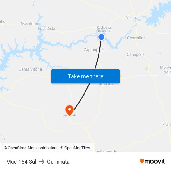 Mgc-154 Sul to Gurinhatã map