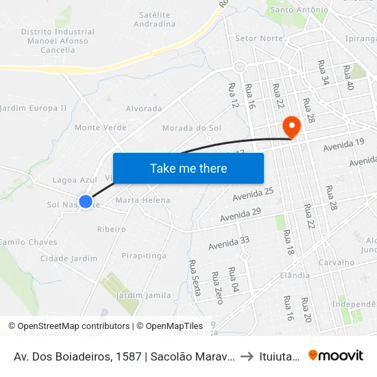 Av. Dos Boiadeiros, 1587 | Sacolão Maravilha to Ituiutaba map