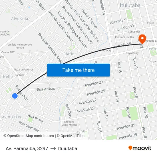 Av. Paranaíba, 3297 to Ituiutaba map