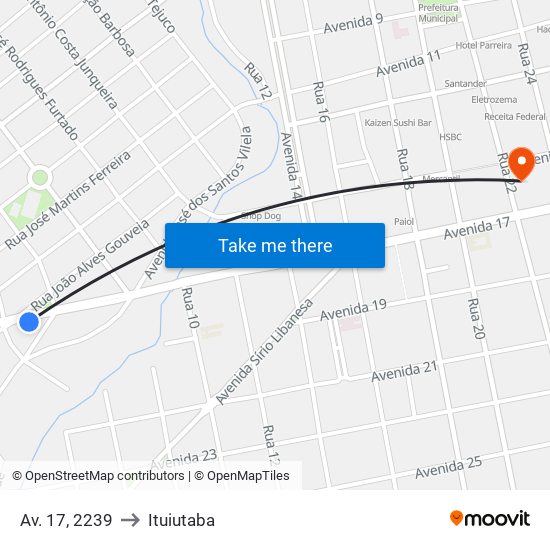 Av. 17, 2239 to Ituiutaba map