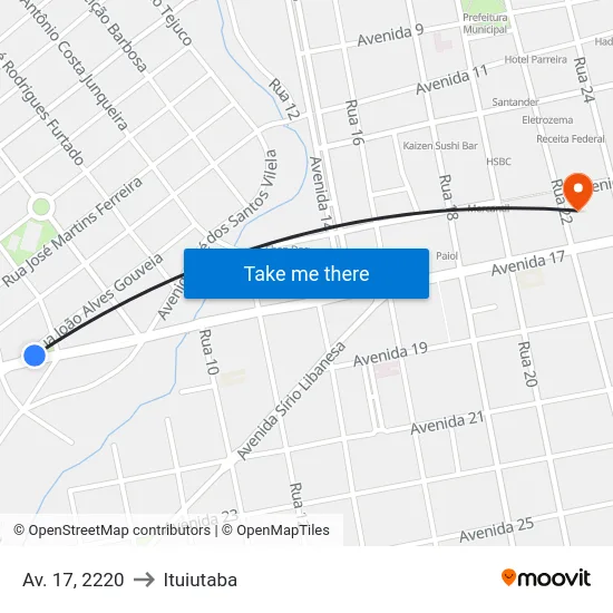 Av. 17, 2220 to Ituiutaba map
