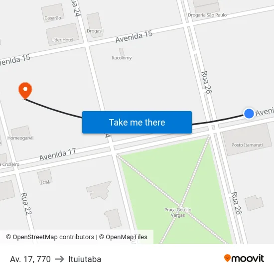 Av. 17, 770 to Ituiutaba map