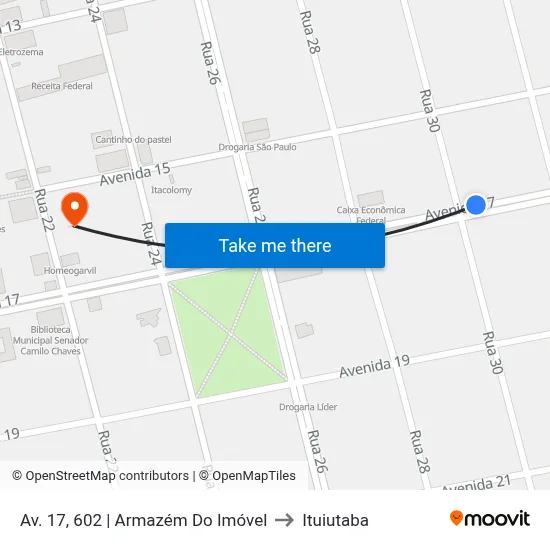 Av. 17, 602 | Armazém Do Imóvel to Ituiutaba map
