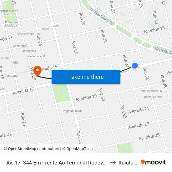 Av. 17, 344 Em Frente Ao Terminal Rodoviário to Ituiutaba map