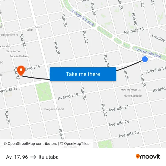 Av. 17, 96 to Ituiutaba map