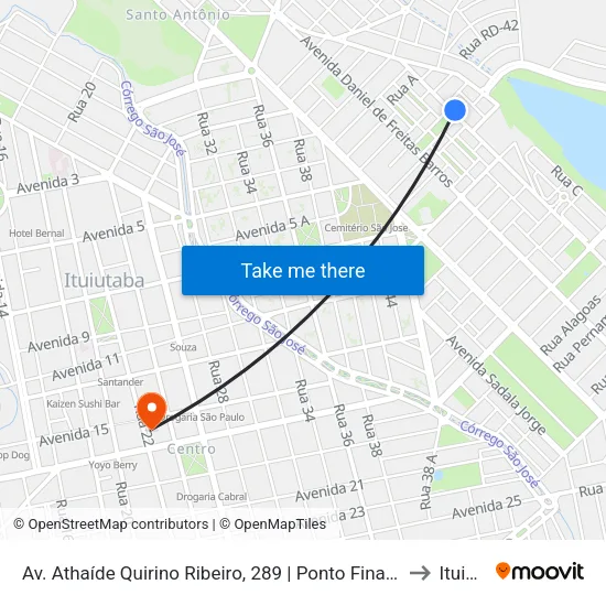 Av. Athaíde Quirino Ribeiro, 289 | Ponto Final Da Linha 01 No São José to Ituiutaba map