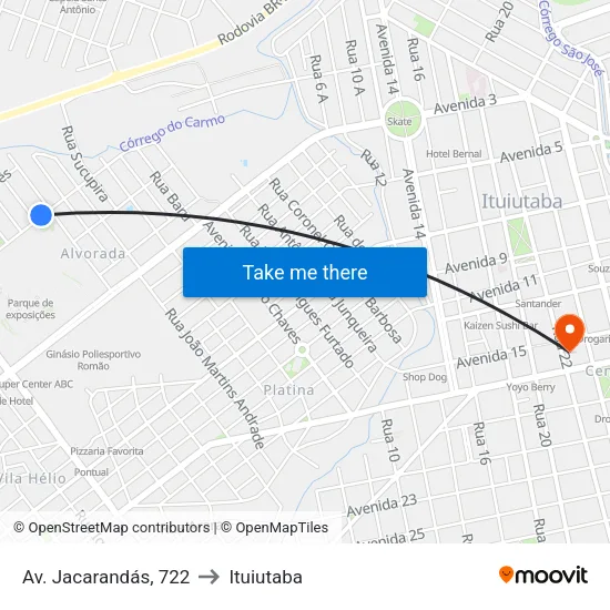 Av. Jacarandás, 722 to Ituiutaba map